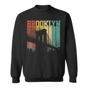 New York City Brooklyn Bridge Vintage Retro Skyline Nyc Ny Sweatshirt - Seseable
