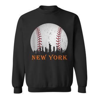 New York Ny Skyline Baseball Vintage Met At Gameday Sweatshirt - Monsterry CA