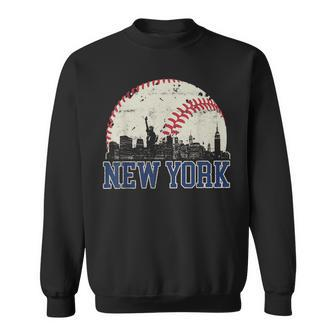 New York Retro Baseball Lover Met At Game Day Sweatshirt - Seseable