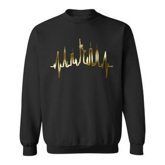 New York Skyline Heartbeat Love Statue Of Liberty New York Sweatshirt - Monsterry