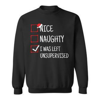 Nice Naughty Left Unsupervised Christmas Sweatshirt - Thegiftio UK