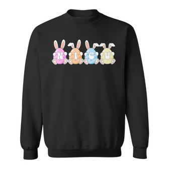 Nicu Egg Bunny Easter Eggs Happy Easter Day Nicu Nurse Sweatshirt | Mazezy