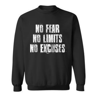 No Fear No Limits No Excuses Motivational Gym Fitness Sweatshirt - Monsterry UK