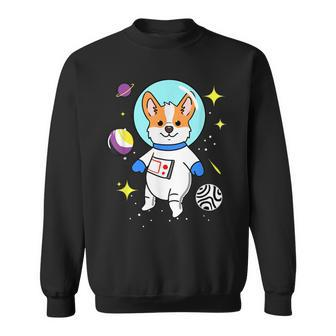 Nonbinary Corgi In Space Nonbinary Pride Sweatshirt - Monsterry DE