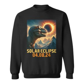North America T Rex Dinosaur Glasses Solar Eclipse 4 08 24 Sweatshirt - Monsterry AU