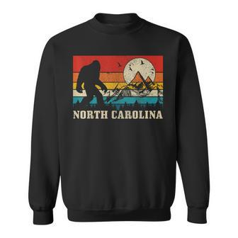 North Carolina Bigfoot Vintage Mountains Hiking Camping Sweatshirt - Monsterry DE