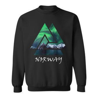 Norway Northern Lights Geometric Travel Sweatshirt - Monsterry