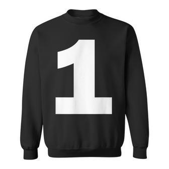 Number 1 Big Bold White Numeral Group Sweatshirt - Monsterry UK