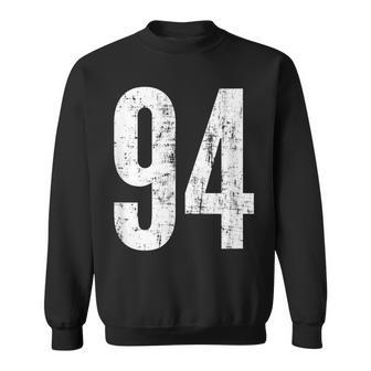 Number 94 Ninety Four Distressed Vintage Sport Team Player's Sweatshirt - Monsterry