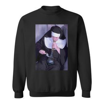 Nuns & Bongs Weed Drug Nun Smoking Nun Sweatshirt - Monsterry CA