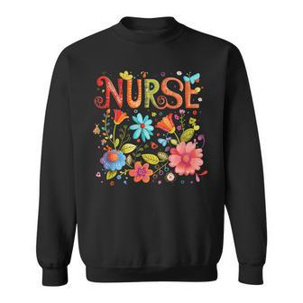 Nurse Easter Health Worker Spring Flowers Rn Sweatshirt - Thegiftio UK