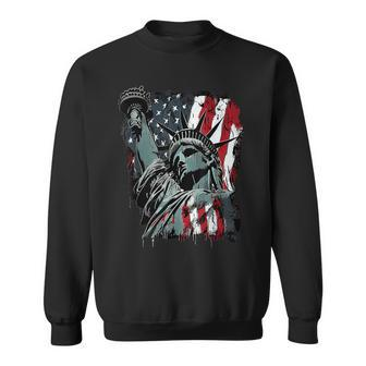 Nyc New York City Statue Of Liberty Usa Flag Graphic Sweatshirt - Monsterry AU