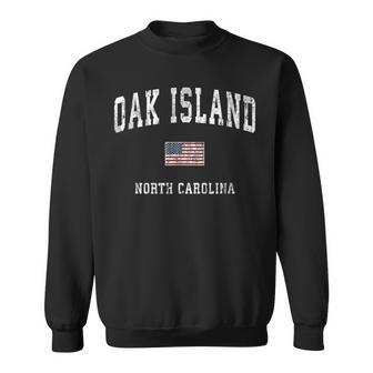 Oak Island North Carolina Nc Vintage American Flag Sports Sweatshirt - Monsterry DE