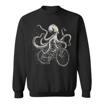 Octopus On Bicycle Cycling Squid Road Bike Cyclist Sweatshirt - Monsterry