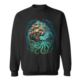 Octopus Kraken Pirate Ship Sailing Sweatshirt - Monsterry