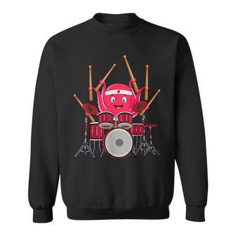 Octopus Playing Drums Music Musician Band Octopus Drummer Sweatshirt - Monsterry