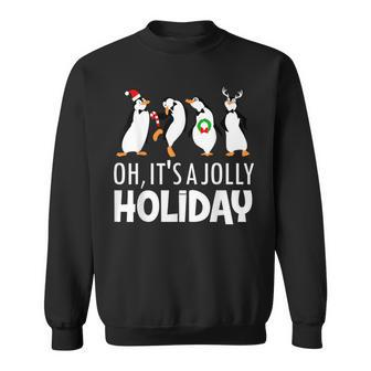 Oh It’S A Jolly A Holidays Christmas Penguin Box Santa Hat Sweatshirt - Monsterry DE