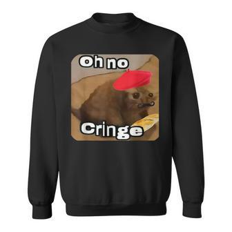 Oh No Cringe Cat French Baguette Internet Cat Meme Sweatshirt - Seseable