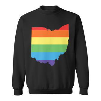 Ohio Gay Pride Flag In State Shape Lgbtq Ohioans Sweatshirt - Monsterry CA