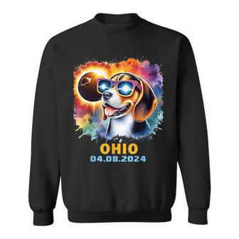 Ohio Total Solar Eclipse 2024 Beagle Dog Colorful Sweatshirt | Mazezy