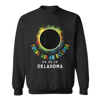 Oklahoma Total Solar Eclipse Totality April 8 2024 Tie Dye Sweatshirt | Mazezy