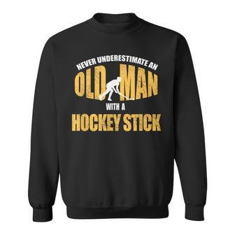 Old Man With Hockey Stick Field Hockey Player Sports Sweatshirt - Thegiftio UK
