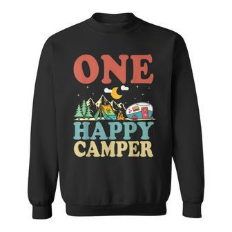 One Happy Camper First Birthday Camping Family Matching Sweatshirt - Seseable