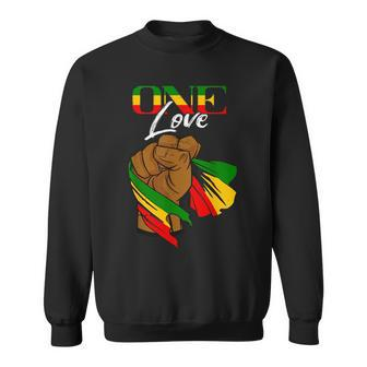 One Love Handfist Jamaica Reggae Music Lover Rasta Reggae Sweatshirt - Seseable
