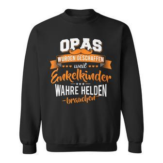 Opa Enkelkinder Helden Grandfather & Grandpapa Black Sweatshirt - Seseable