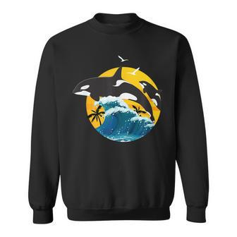Orca Squad Whale Sunset Sea Animal Wildlife Boys & Girls Sweatshirt - Monsterry