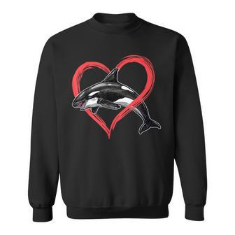 Orcas Killer Whale Symbol Love Heart Valentines Day Sweatshirt - Monsterry DE