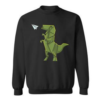 Origami Dinosaur Origami T-Rex Flying Paper Airplane Sweatshirt - Monsterry UK