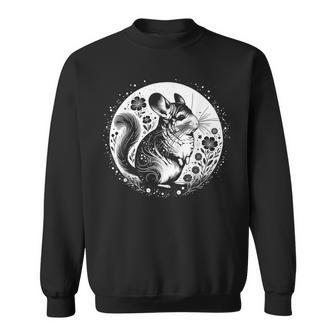 Ornate Chinchilla With Moon And Flowers Sweatshirt - Seseable