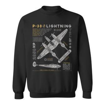 P-38 Lightning Vintage P38 Fighter Aircraft Ww2 Aviation Sweatshirt - Monsterry DE