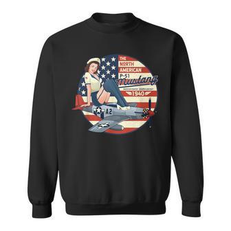 P51 Mustang Airplane For Wwii Pinup Sweatshirt - Monsterry