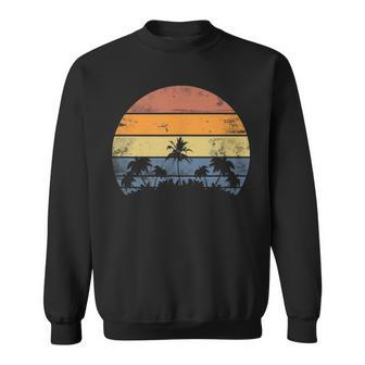 Pacific Ocean Beach Sun Palm Tree Retro Vintage S Sweatshirt - Thegiftio UK