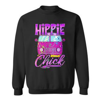 Paint Splatter Hippie Chick Retro Van Pink Love Hippy Sweatshirt - Monsterry