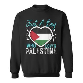Palestine Just A Boy Who Loves Palestine Heart Flag Boys Sweatshirt - Monsterry UK