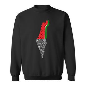 Palestine Map Watermelon Sweatshirt - Seseable