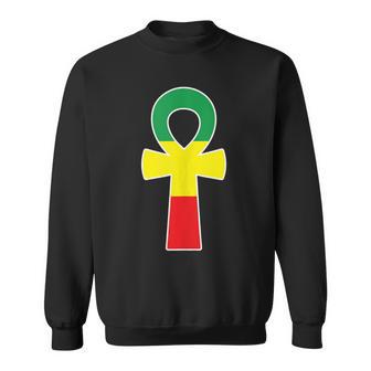 Pan African Flag Ankh Cross Black King Black Egyptian Nubian Sweatshirt - Monsterry UK