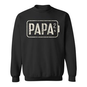 Papa 2 Kinder Lustig Zweifacher Papa Leere Akku Kapuzenjacke Sweatshirt - Geschenkecke