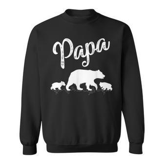 Papa Bear 2 Cub Bear Animal Lover Papa Bear Father's Day Sweatshirt - Monsterry AU