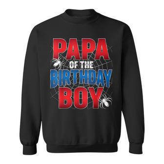 Papa Of The Birthday Boy Costume Spider Web Birthday Party Sweatshirt - Monsterry
