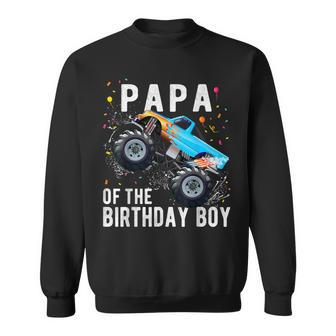 Papa Of The Birthday Boy Monster Truck Family Matching Sweatshirt - Monsterry