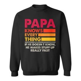 Papa Knows Everything Father's Day 2024 For Grandpa Or Dad Sweatshirt - Thegiftio UK