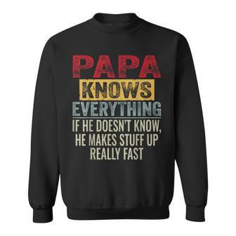 Papa Knows Everything Father's Day Papa Vintage Sweatshirt - Monsterry
