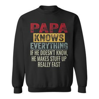 Papa Knows Everything Father's Day Papa Vintage Sweatshirt - Thegiftio UK