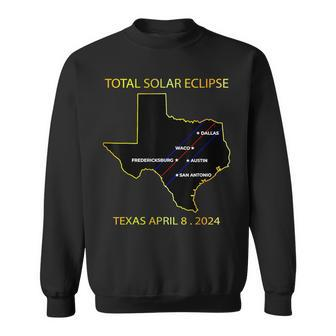 Path Of Solar Eclipse 2024 Interactive Map Texas Eclipse Sweatshirt - Monsterry