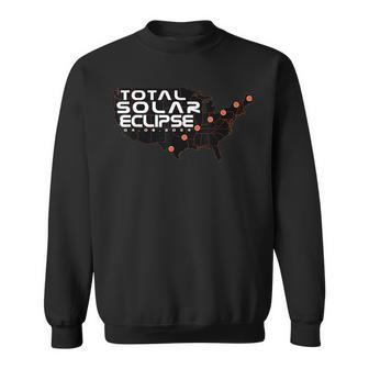 Path Of Totality Lover Total Solar Eclipse Map April 8 2024 Sweatshirt - Thegiftio UK