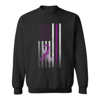 Patriotic American Flag Alzheimers Awareness Purple July 4Th Sweatshirt - Monsterry
